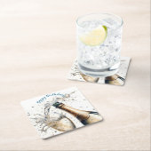 バブリー・シャンパンハッピーバースデー スクエアペーパーコースター (インサイチュ)