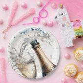 バブリー・シャンパンハッピーバースデー ペーパープレート (パーティー)