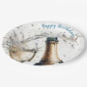 バブリー・シャンパンハッピーバースデー ペーパープレート (アングル)