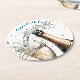 バブリー・シャンパンハッピーバースデー ラウンドペーパーコースター
