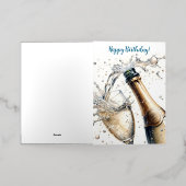 バブリー・シャンパンハッピーバースデー 箔グリーティングカード (外側レイダウン)