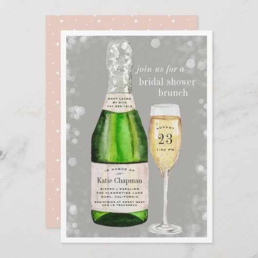 バブリー・トースト |ブライダルシャワーブランチ招待状 招待状 (正面/裏面)