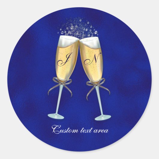 バブリー・ブルー王室ののグラスパーソナライズされた二 ラウンドシール (正面)