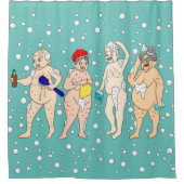 バブルおもしろいで覆われた老人 シャワーカーテン (正面)