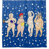 バブルおもしろいで覆われた老人 シャワーカーテン (正面)