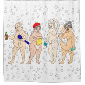 バブルおもしろいで覆われた老人 シャワーカーテン (正面)