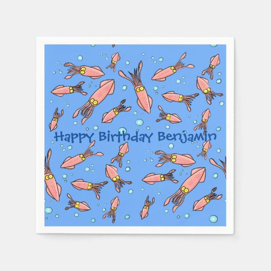 バブルおもしろい漫画のイカ派 スタンダードカクテルナプキン (正面)