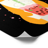 バブルかわいいコルギ飲むボバティードッグ ポスター (角)