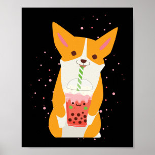 バブルかわいいズコルギが飲むボバティードッグ ポスター
