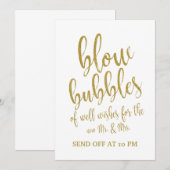 バブルでお幸せを 祝福する ゴージャスでお手頃な結婚式看板 招待状 (正面/裏面)