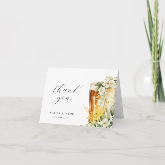 バブルとブライトカップルのシャワー サンキューカード (正面)