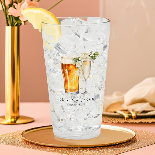 バブルとブライトカップルのシャワー タンブラーグラス