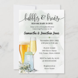 バブルとブリュウの前にベビーデューユーカリのシャワー 招待状