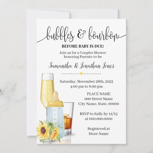 バブルとブリュウズウィザメベビーのシャワーシャワー 招待状 (正面)