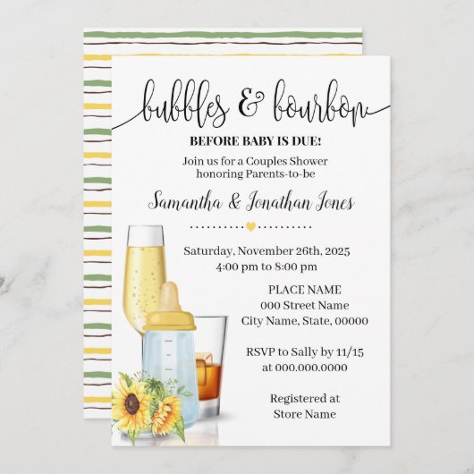 バブルとブリュウズウィザメベビーのシャワーシャワー 招待状 (正面/裏面)