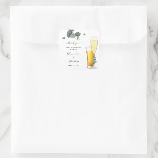 バブルとブリュースありがとうユーカリ結婚プタス スクエアシール (バッグ)