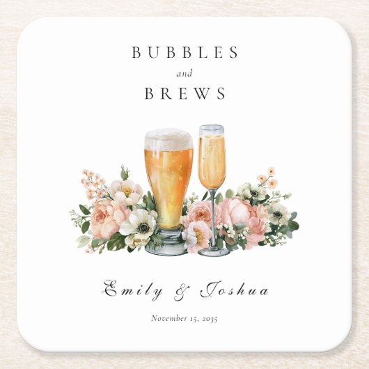 バブルとブリュ Couples Shower スクエアペーパーコースター (正面)