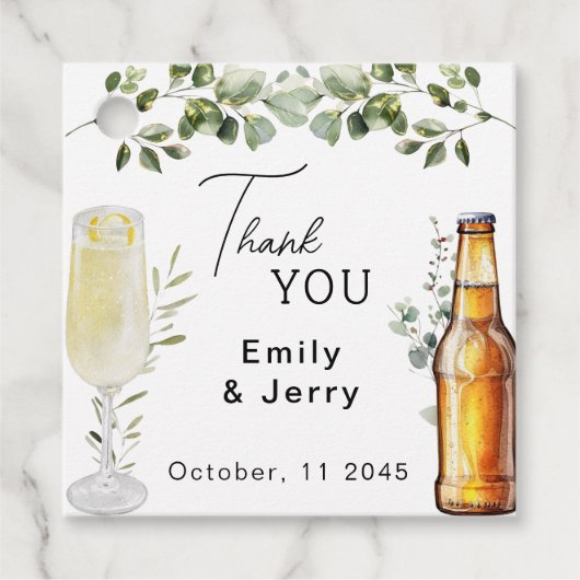 バブルとブリーズウェディングシャワーありがとう フェイバータグ (正面)