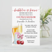 バブルとブローズ前ベビーデュースベイビーさくらんぼシャワー 招待状 (スタンド正面)