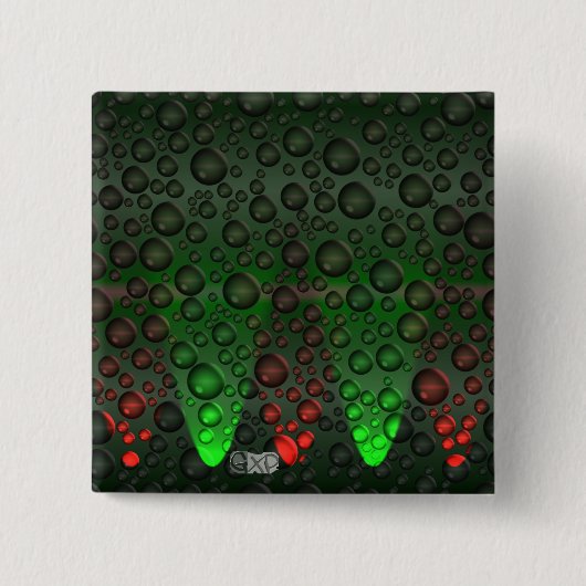 バブルの緑/赤バッジ 缶バッジ (正面)