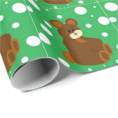 バブルの背景を持つテディベア ラッピングペーパー (ロールコーナー)