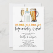 バブルはベビーが来る前に発生!赤ちゃんシャワー 招待状 (正面)