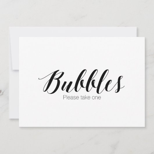 「バブルをどうぞおひとつ」カリグラフィー結婚式看板 招待状 (正面)