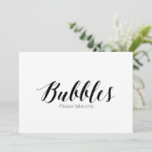 「バブルをどうぞおひとつ」カリグラフィー結婚式看板 招待状 (スタンド正面)