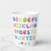 バブルアルファベットレター キッズタイポグラフィ 紙コップ (正面)