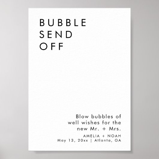 バブルエレガント送信オフ結婚式の受付サイン ポスター (正面)