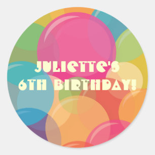 バブルカラフルパーティー誕生日優先ステッカー ラウンドシール