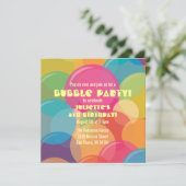 バブルカラフルパーティー誕生日招待状 招待状 (スタンド正面)