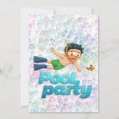 バブルカラフルプールパーティー誕生日パーティー 招待状 (裏面)