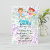 バブルカラフルプールパーティー誕生日会ツインズ 招待状 (スタンド正面)