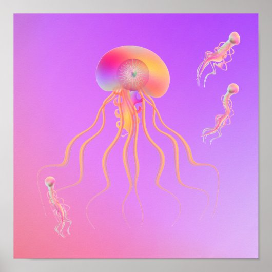 バブルカルチャー色の輝く海洋生物 ポスター (正面)