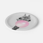 バブルガおもしろいム付き白黒キリン ペーパープレート (アングル)