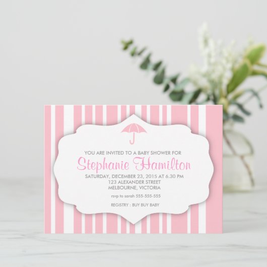 バブルガカスタムムベビーガールシャワー招待状 招待状 (スタンド正面)