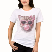 バブルガムが可愛い猫ちゃんTシャツ