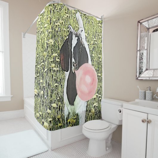 バブルガムで生きてるヤギより大きい シャワーカーテン (インサイチュ)