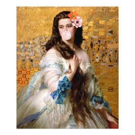 バブルガムディヴァと2つの花の金ゴールド フォトプリント           