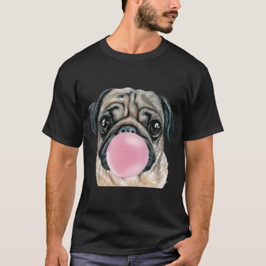 バブルガムパグ犬 Tシャツ (正面)