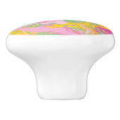 バブルガムピンクとグリーン絵を描（ばちゃばちゃ）跳ねる セラミックノブ (側面)