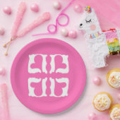 バブルガムピンクとホワイトハート ペーパープレート (パーティー)