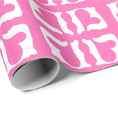 バブルガムピンクとホワイトハート ラッピングペーパー (ロールコーナー)