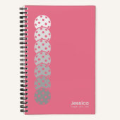 バブルガムピンクのピックボールのグラデーションパーソナル ノートブック (正面)