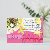 バブルガムピンクの結婚式招待状　出欠確認 出欠カード (スタンド正面)