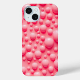 バブルガムピンクの3DバブルiPhoneケースデザイン iPhone 15ケース