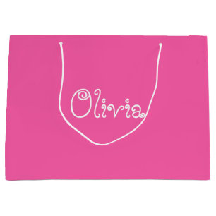 バブルガムピンクカラーベビーシャワー抱き枕 ラージペーパーバッグ