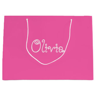 バブルガムピンクカラーベビーシャワー抱き枕 ラージペーパーバッグ