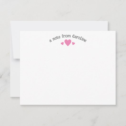 バブルガムピンクハート かわいい女の子のメモカード ノートカード (正面)